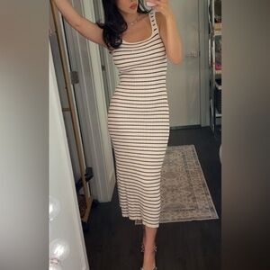 Striped Sleeveless Midi Dress